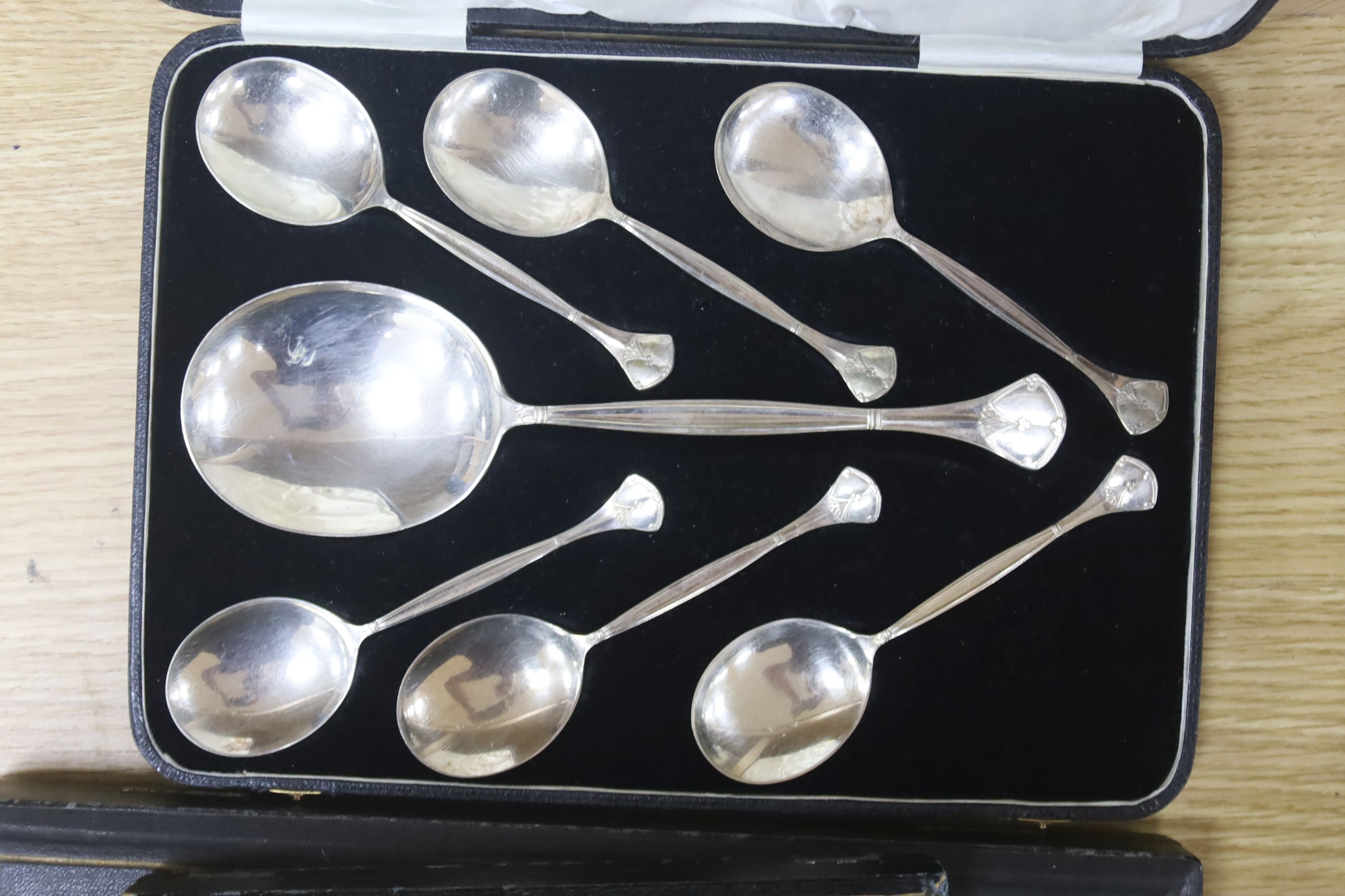 Four boxed sets of plated flatware